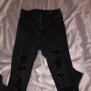 Distressed black jeans